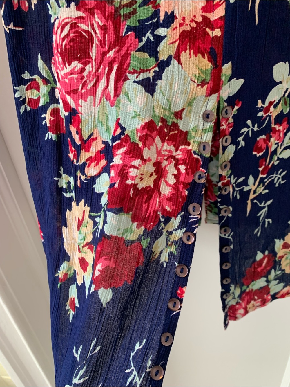 April Cornell Navy Floral Collared Sleeveless Blouse - Picture 7 of 11